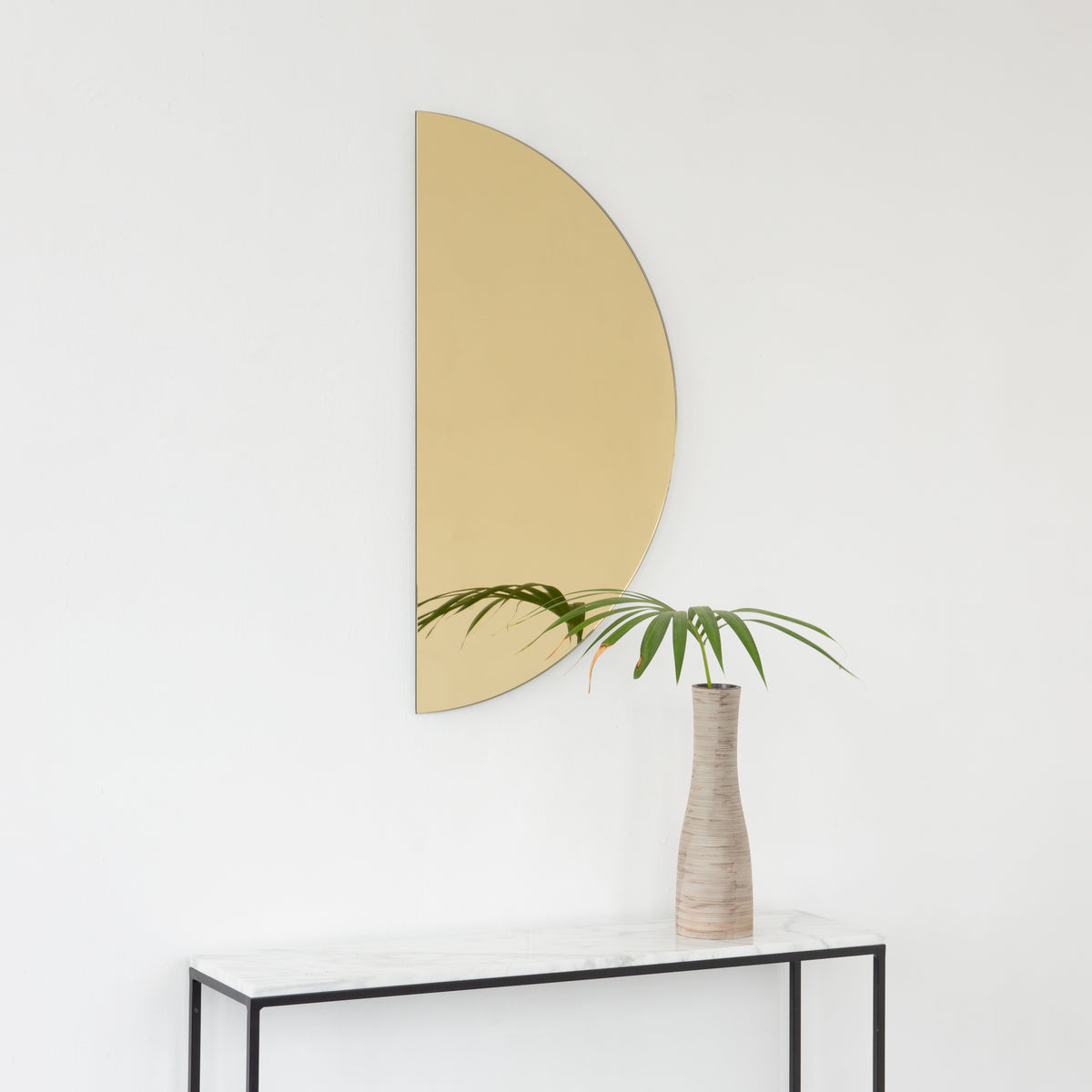 Luna™ Half Moon Semi-circular Gold Tinted Minimalist Frameless Mirror