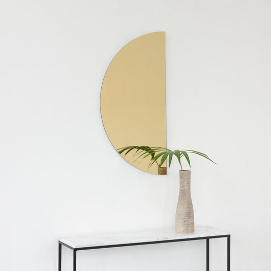 Half-Moon Gold Tint Contemporary Frameless Mirrors