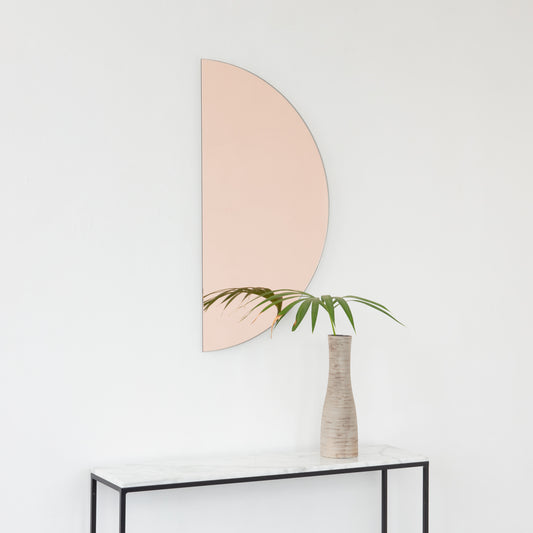 Ex-Display Luna™ Half Moon Semi-circular Rose Gold Tinted Frameless Mirror, Medium
