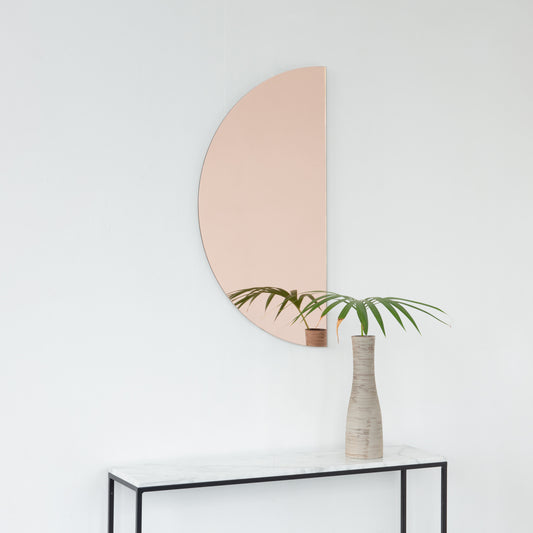 Ex-Display Luna™ Half Moon Semi-circular Rose Gold Tinted Frameless Mirror, Medium