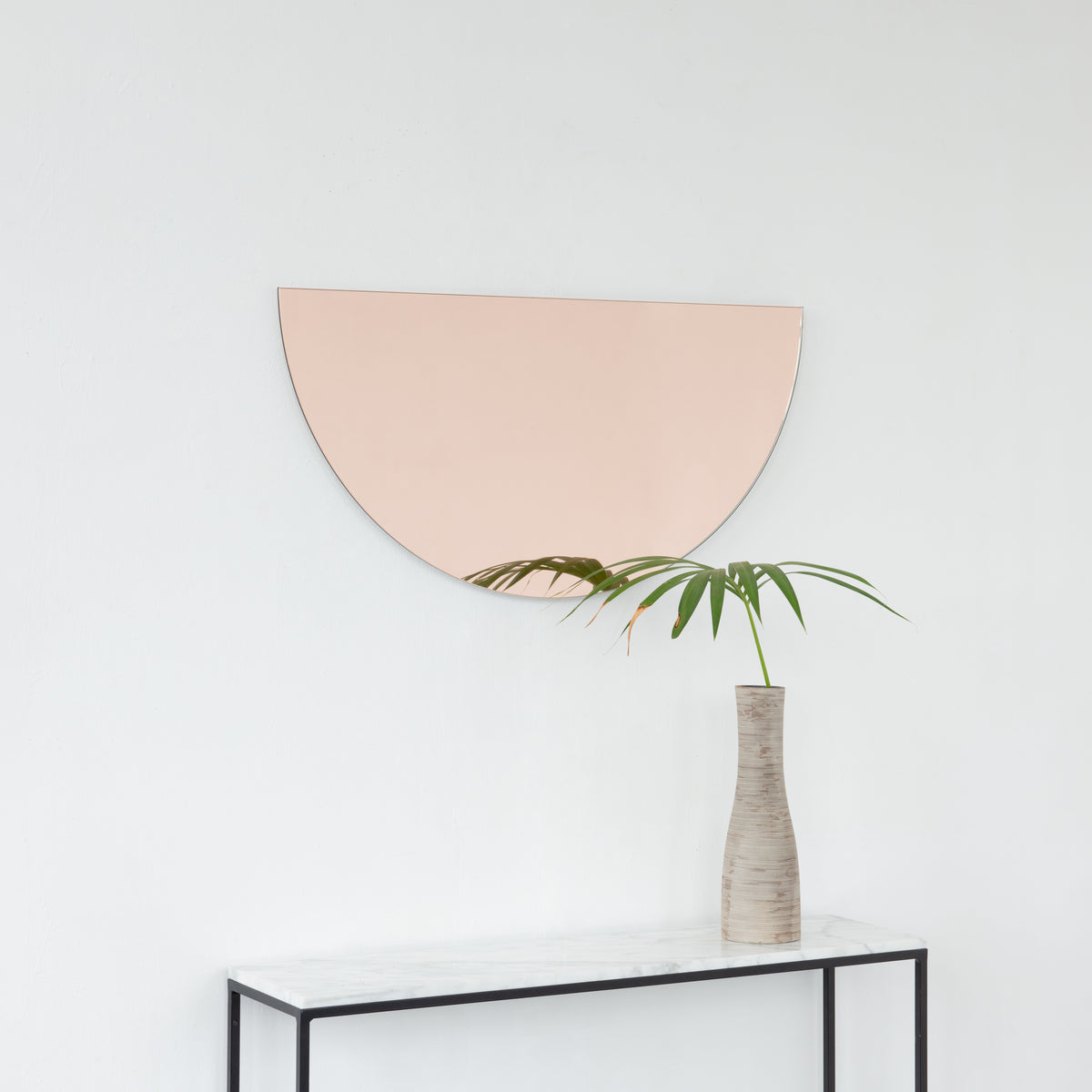 Luna™ Half Moon Semi-circular Rose Gold / Peach Tinted Frameless Mirror