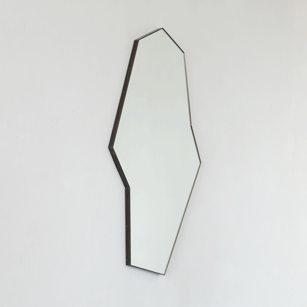Octagon Bapa™ Irregular shaped Art Deco Mirror with a Bronze Patina Frame
