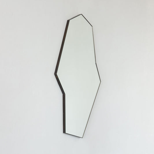 In Stock Octagonal Bapa™ Irregular shaped Art Deco Mirror with a Bronze Patina Frame