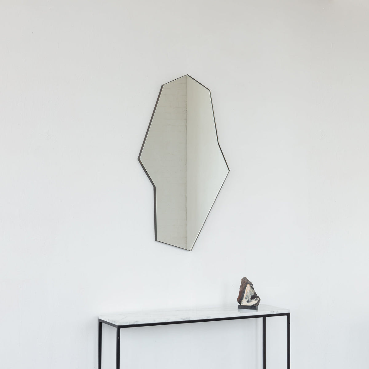 In Stock Octagonal Bapa™ Irregular shaped Art Deco Mirror with a Bronze Patina Frame