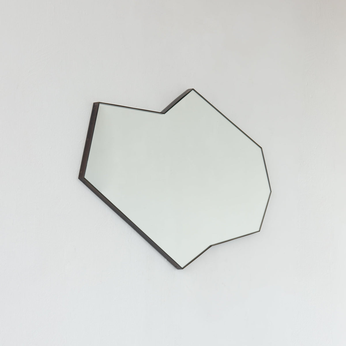 In Stock Octagonal Bapa™ Irregular shaped Art Deco Mirror with a Bronze Patina Frame