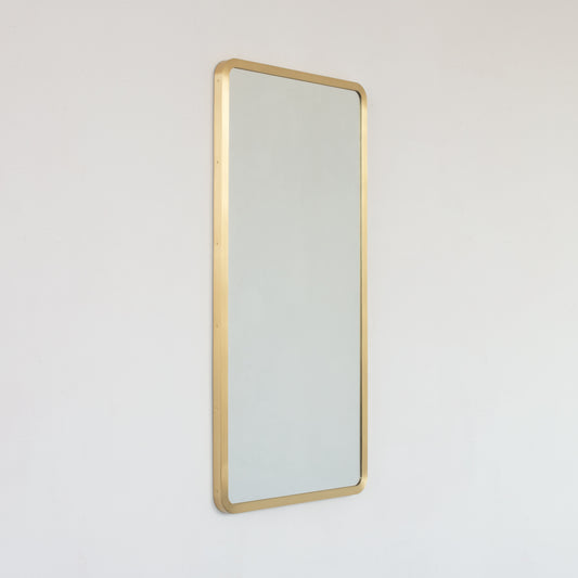 Alguacil & Perkoff Rectangular Wall Mirror with Contemporary Solid Brass Frame