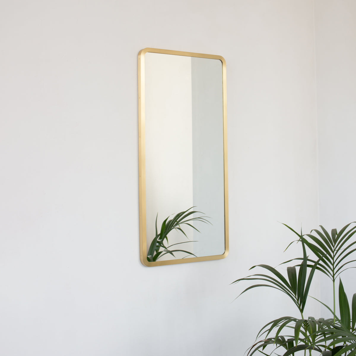 Alguacil & Perkoff Rectangular Wall Mirror with Contemporary Solid Brass Frame