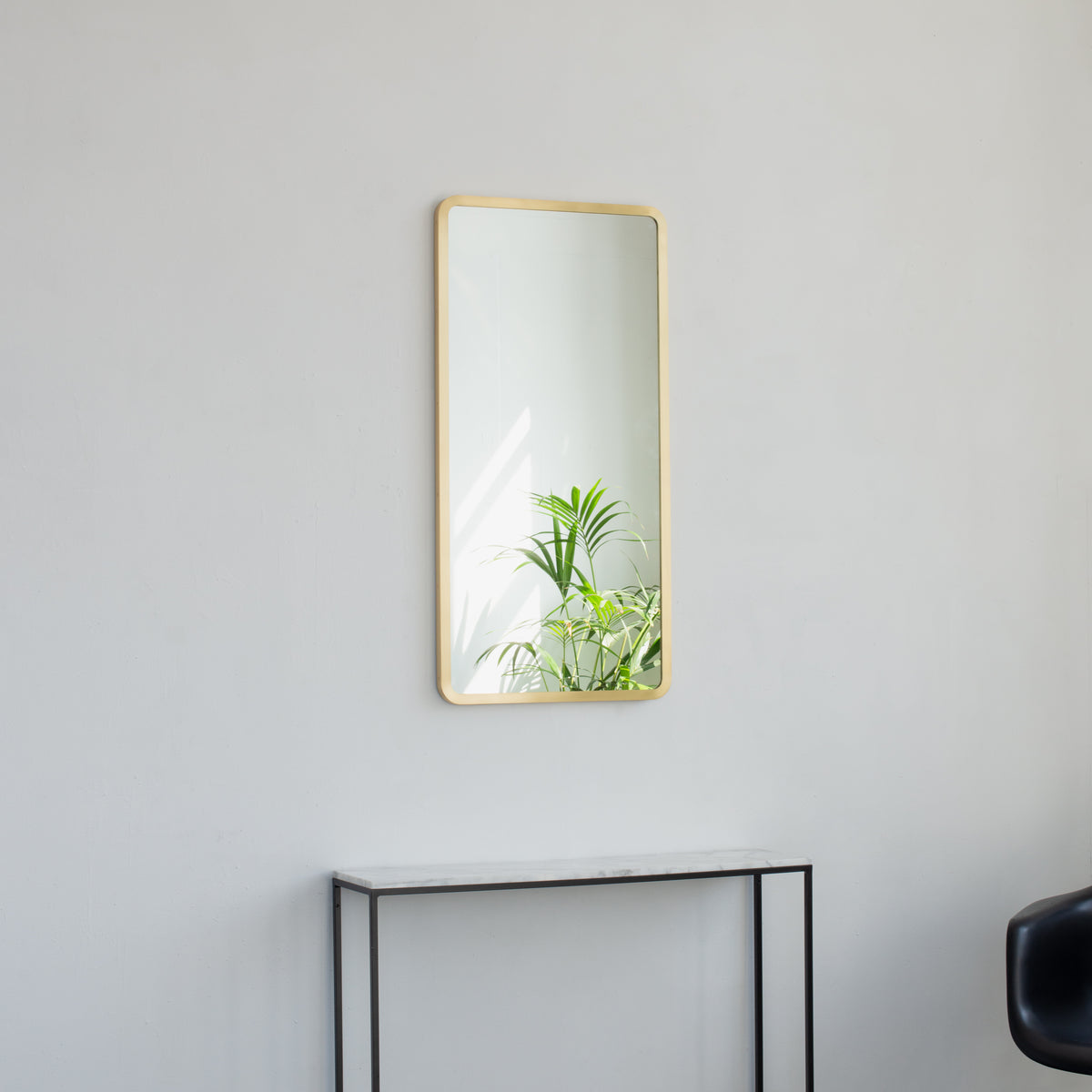 Alguacil & Perkoff Rectangular Wall Mirror with Contemporary Solid Brass Frame