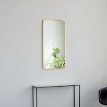 Quadris™ Rectangular Contemporary Mirror with Brass Full Frame