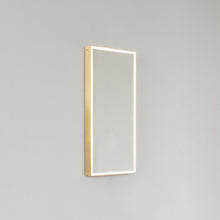 Quadris™ Rectangular Front Illuminated Modern Mirror with Brushed Brass Frame
