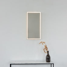 Quadris™ Rectangular Front Illuminated Modern Mirror with Brushed Brass Frame