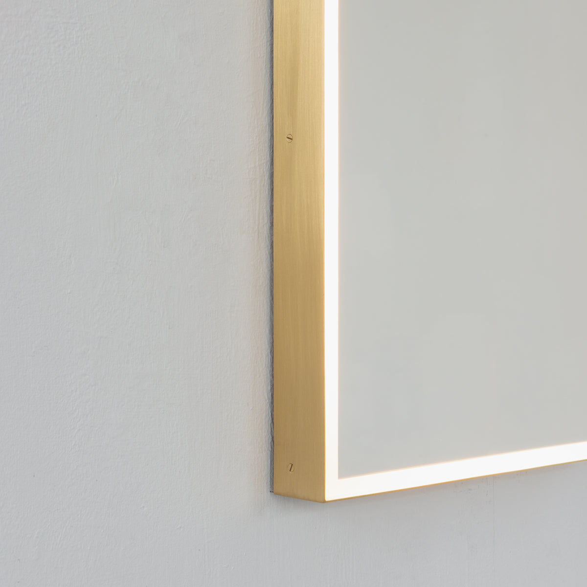 Quadris™ Rectangular Front Illuminated Modern Mirror with Brushed Brass Frame