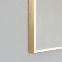 Quadris™ Rectangular Front Illuminated Modern Mirror with Brushed Brass Frame
