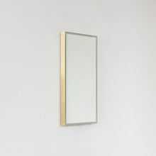 Quadris™ Rectangular Front Illuminated Modern Mirror with Brushed Brass Frame