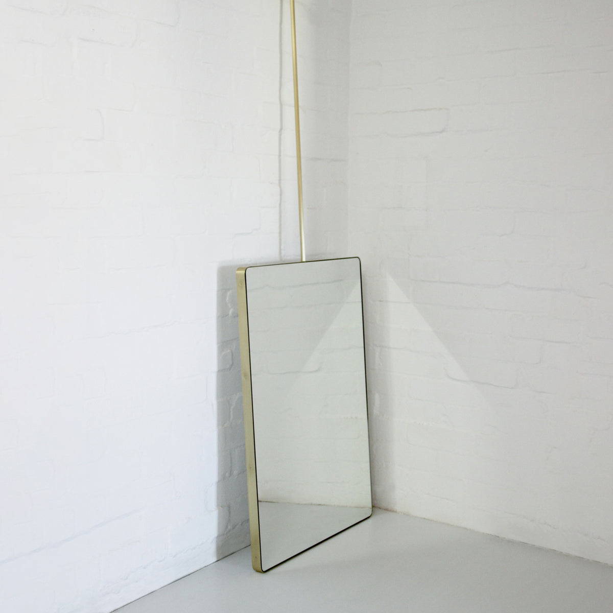 Quadris™ Ceiling Suspended Rectangular Bathroom Mirror with Brass Frame, Customisable