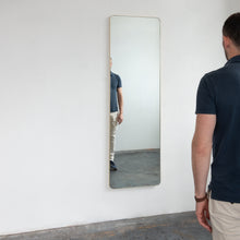 Wall leaning and wall hanging Rectangular Modern Mirror Brass Frame