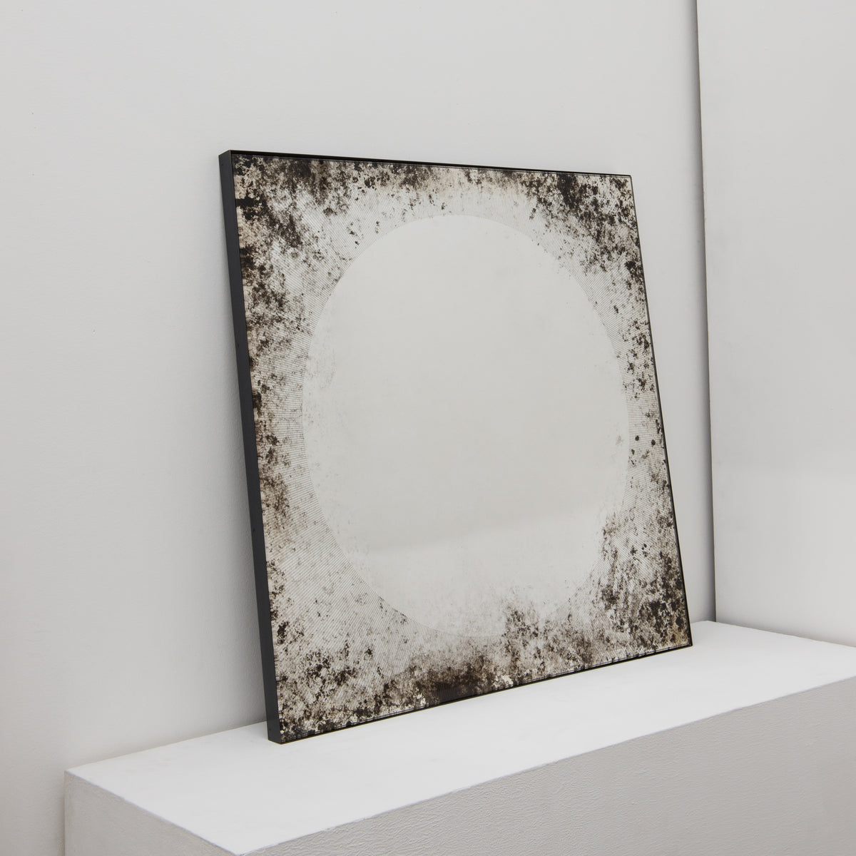 Sunrise™ Antiqued and Finely Etched Illuminated Mirror with Blackened Metal Frame
