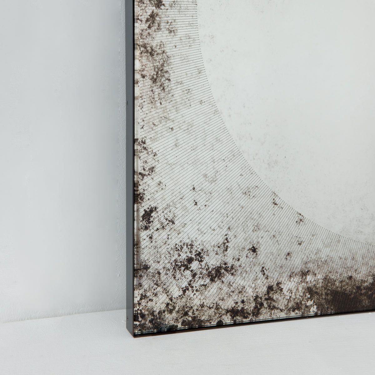 Sunrise™ Antiqued and Finely Etched Illuminated Mirror with Blackened Metal Frame