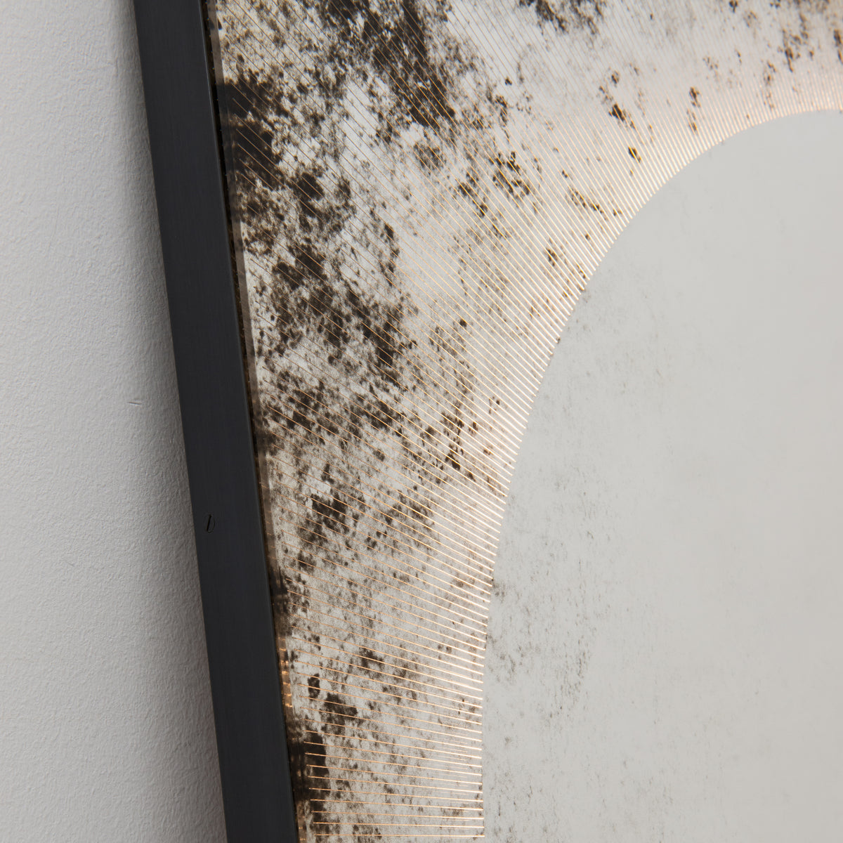 Sunrise™ Antiqued and Finely Etched Illuminated Mirror with Blackened Metal Frame