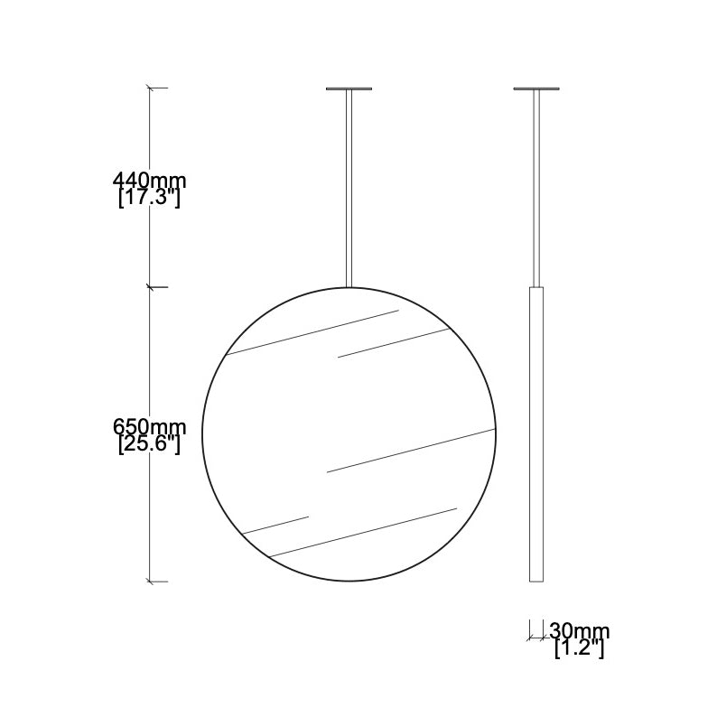 Orbis™ Suspended Round Mirror with Contemporary Blackened Stainless Steel Frame