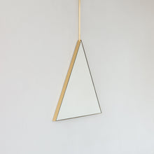 Reversible Triangular Ceiling Suspended Bathroom Contemporary Mirror with Brass Frame