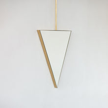 Reversible Triangular Ceiling Suspended Bathroom Contemporary Mirror with Brass Frame