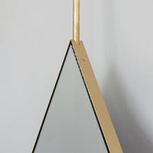 Reversible Triangular Ceiling Suspended Bathroom Contemporary Mirror with Brass Frame