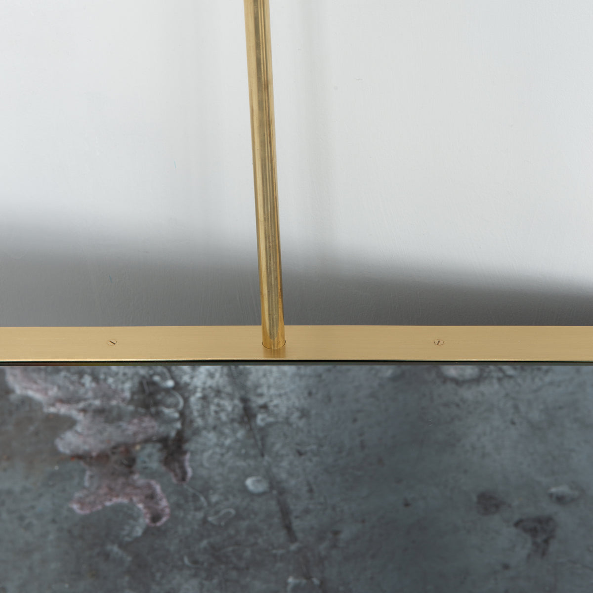 Ex-Display Reversible Triangular Ceiling Suspended Bathroom Contemporary Mirror with Brass Frame