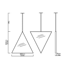 Reversible Triangular Ceiling Suspended Bathroom Contemporary Mirror with Brass Frame
