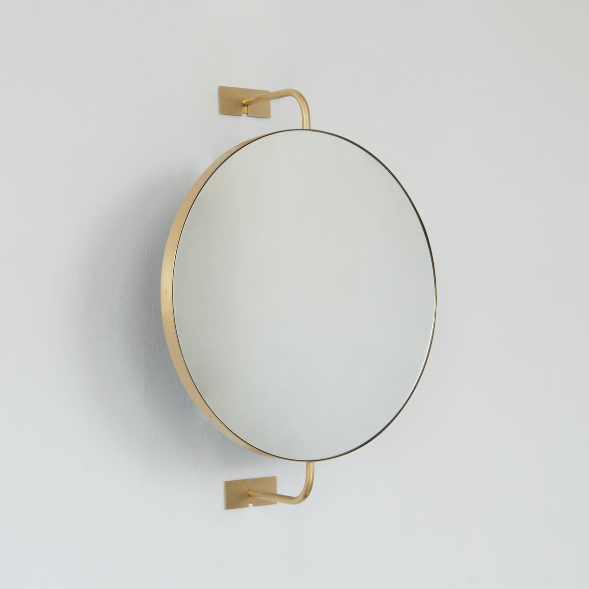 Vorso™ Wall Attached Rotating Round Modern Mirror with Brass Frame