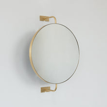 Vorso™ Wall Attached Rotating Round Modern Mirror with Brass Frame