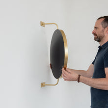 Vorso™ Wall Attached Rotating Round Modern Mirror with Brass Frame