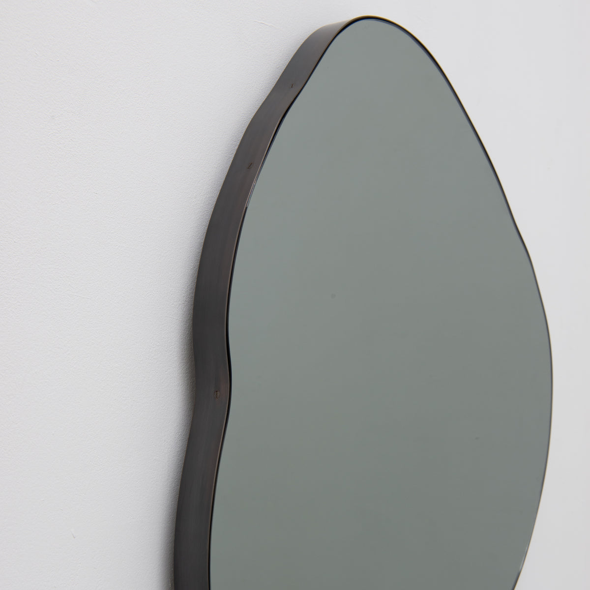 Ergon™ Organic Shaped Illuminated Contemporary Mirror with Blackened Stainless Steel Frame