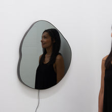 Ergon™ Organic Shaped Illuminated Contemporary Mirror with Blackened Stainless Steel Frame