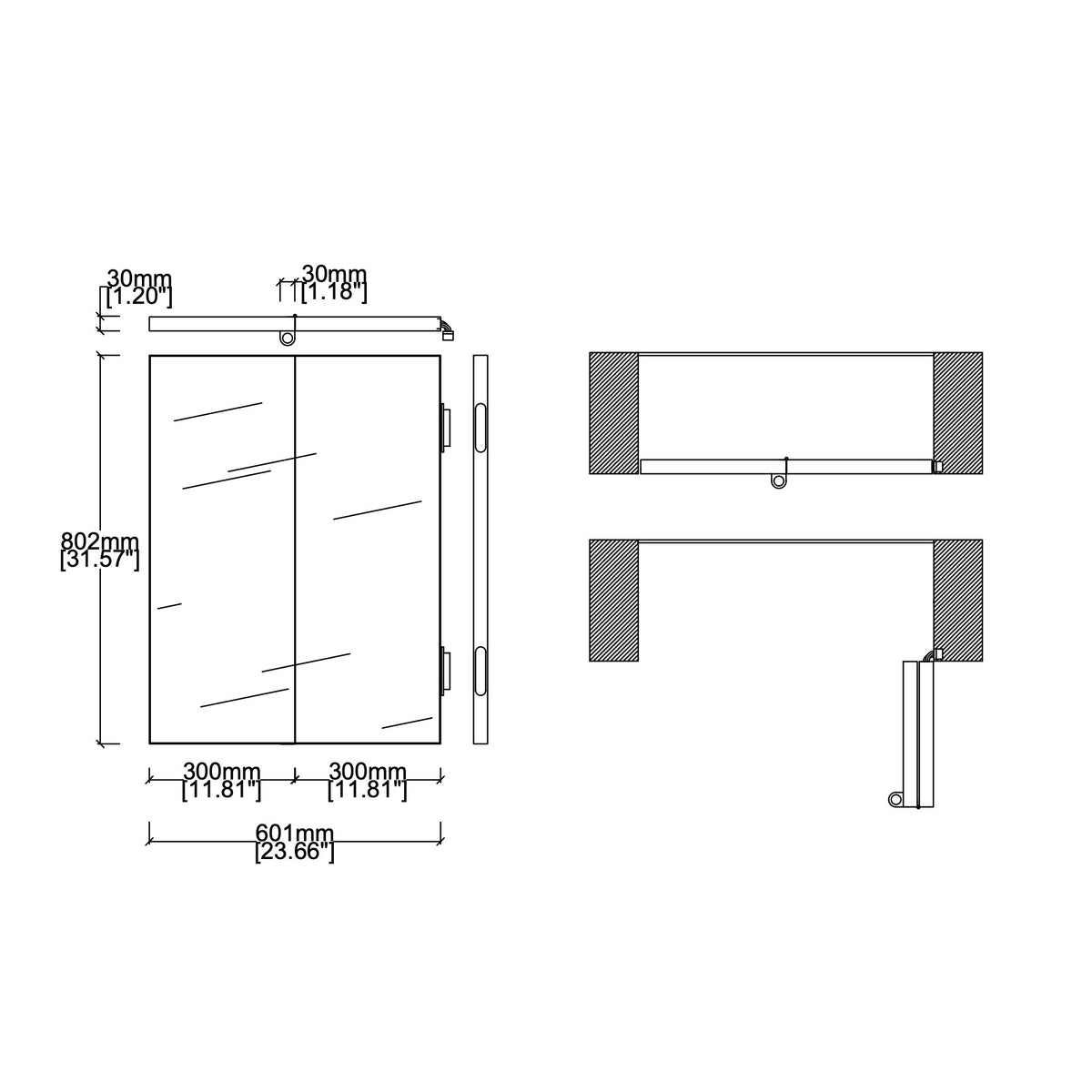 Bifold™ Rectangular Folding Mirror with Hinges