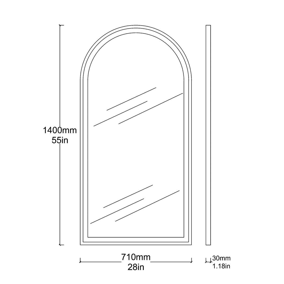 NEW Arcus™ Illuminated Arched Decorative Mirror with Blackened Metal Frame