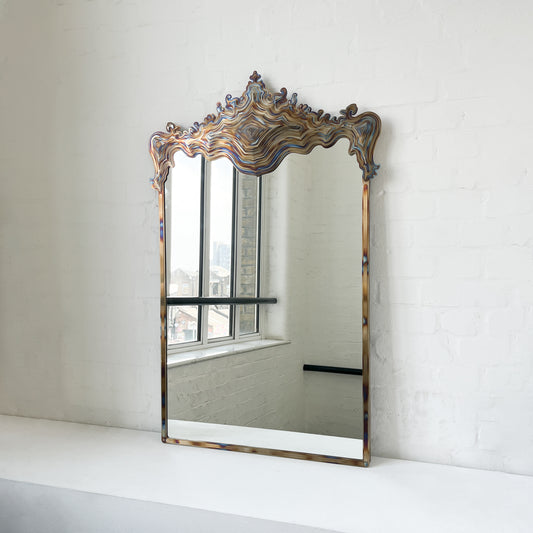 Asturias special edition mirror with a stunning tempered stainless steel frame