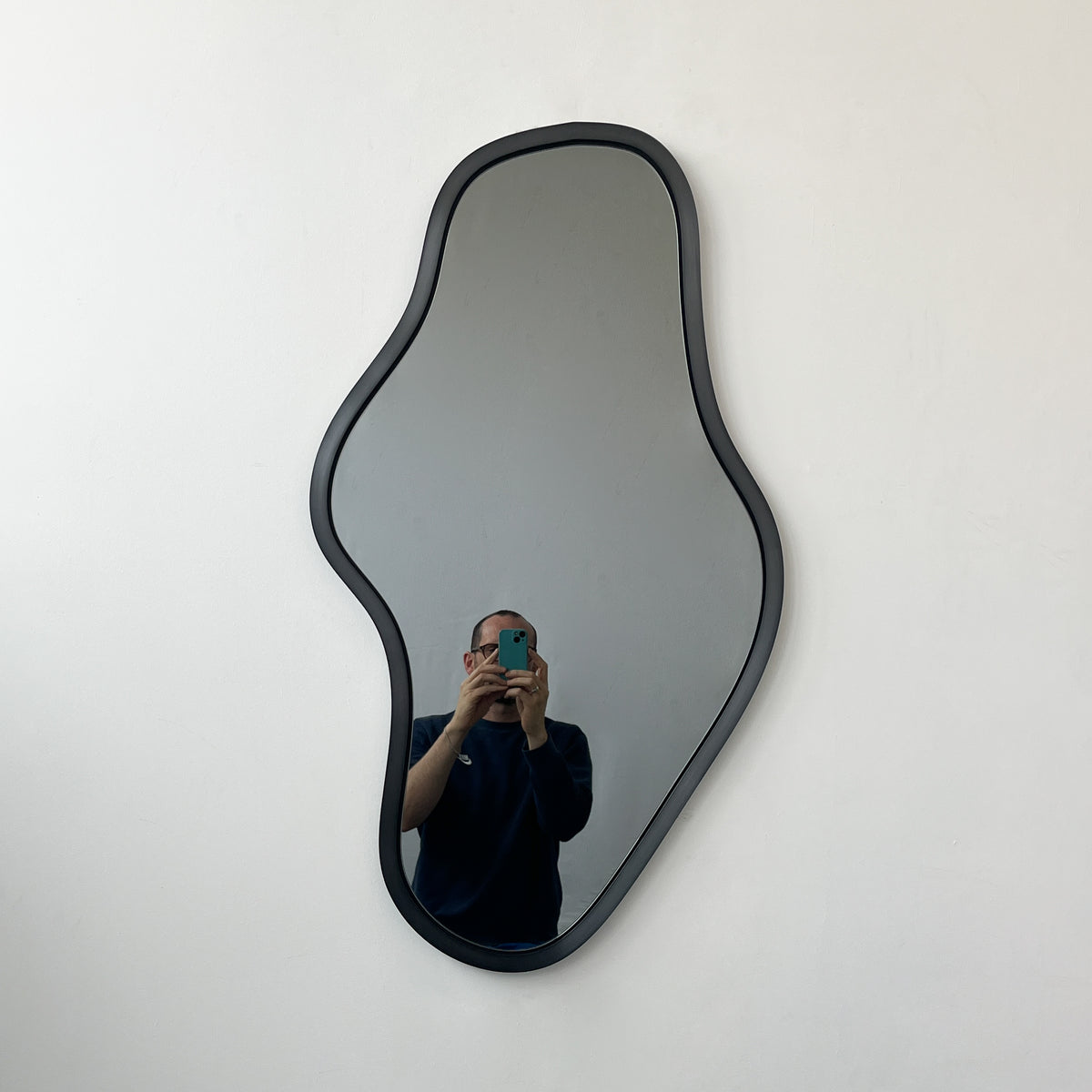 Bapa™ Freeform Organic Black Tinted Mirror with a Blackened Metal Frame