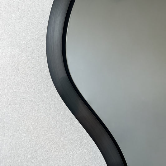 Bapa™ Freeform Organic Black Tinted Mirror with a Blackened Metal Frame