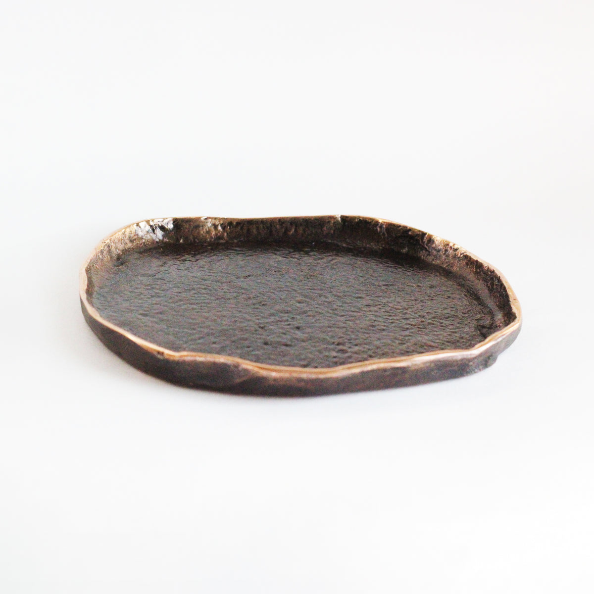 Rounded Handmade Cast Bronze Trinket Tray Inspired by Wabi-Sabi, videpoche