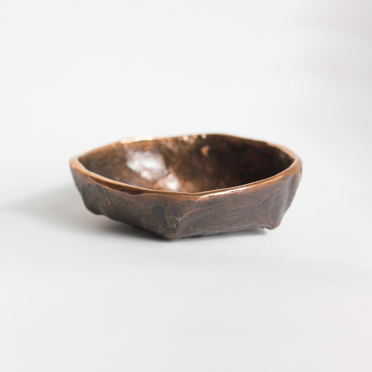 Rounded Handmade Cast Bronze Bowl Inspired by Wabi-Sabi, Vide-Poche