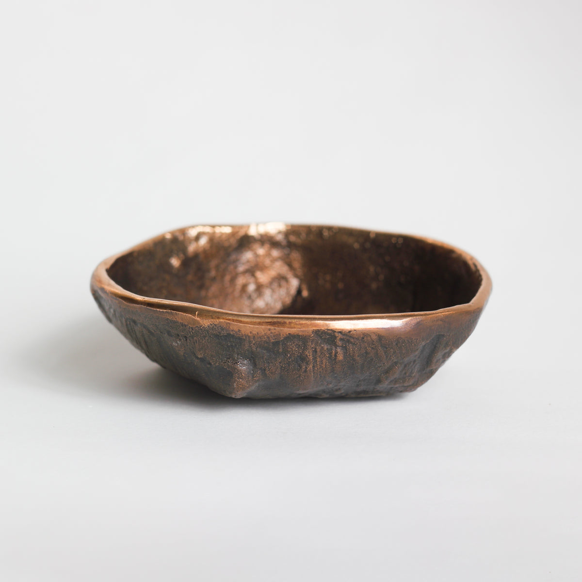 Rounded Handmade Cast Bronze Bowl Inspired by Wabi-Sabi, Vide-Poche