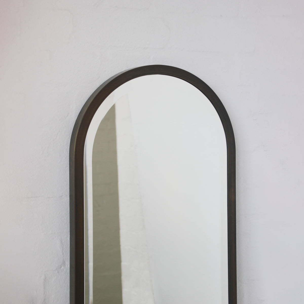 Capsula™ Capsule Shape Bevelled Mirror with Bronze Patina Full Frame
