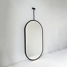 Capsula™ Ceiling Suspended Illuminated Mirror with Contemporary Black Full Frame