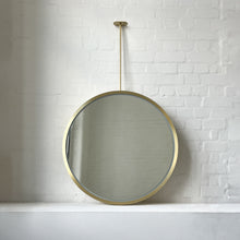 Orbis™ Ceiling Suspended Illuminated Round Mirror with Full Brass Frame