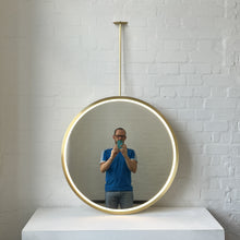 Orbis™ Ceiling Suspended Illuminated Round Mirror with Full Brass Frame