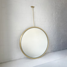 Orbis™ Ceiling Suspended Illuminated Round Mirror with Full Brass Frame