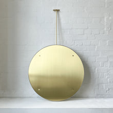 Orbis™ Ceiling Suspended Illuminated Round Mirror with Full Brass Frame