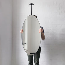 Ovalis™ Ceiling Suspended Pendant Mirror with a Modern Matte Black Frame