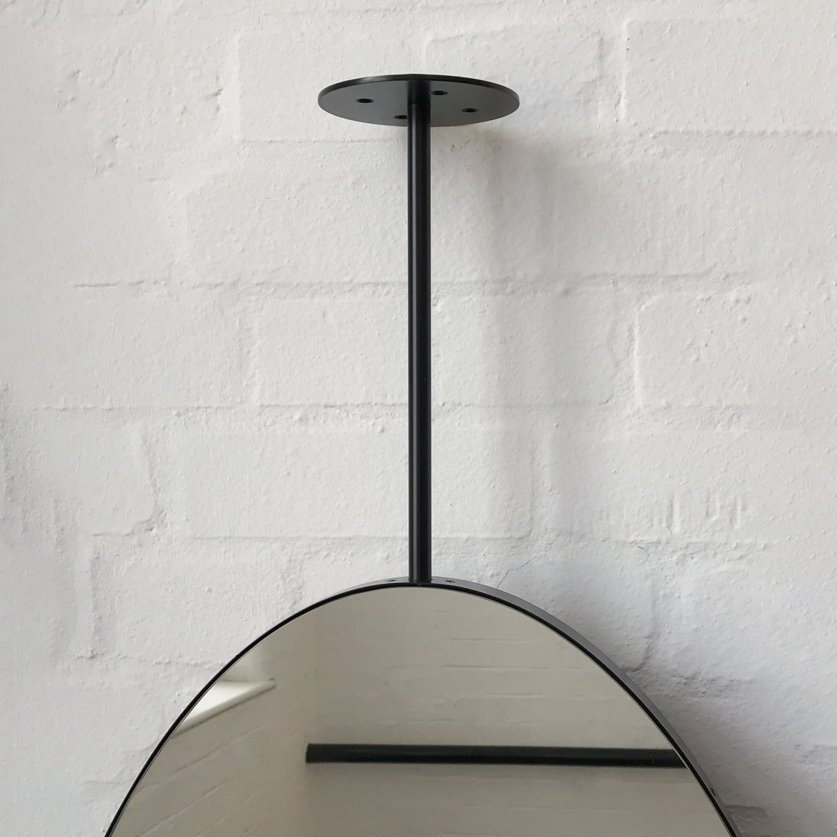 Ovalis™ Ceiling Suspended Pendant Mirror with a Modern Matte Black Frame
